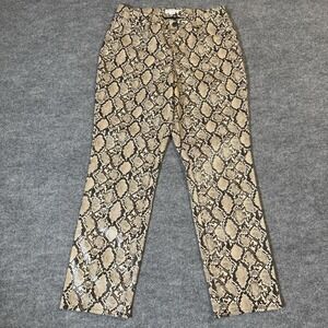 Good American Neutral Snake Leather Print Stretch Pants Animal Skin Womens 6/28